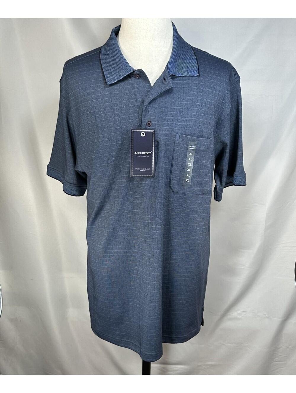 Architect NWT 1/4 Button Striped Polo Shirt Blue Mens XL